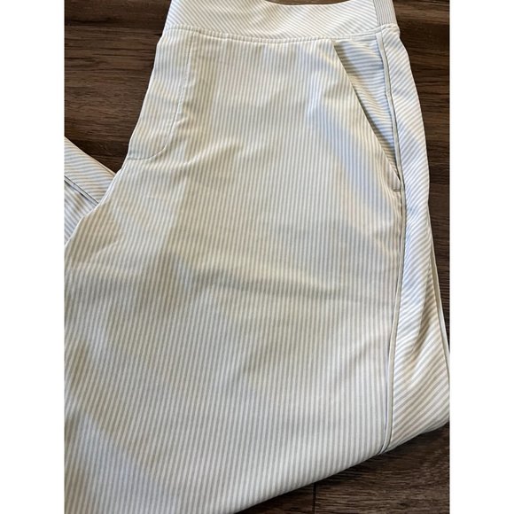 Athleta Brooklyn Textured Green City Striped Ankle Pants‎ Size 14 - Picture 3 of 7